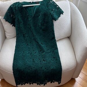 Ann Taylor Teal Lace Midi Dress